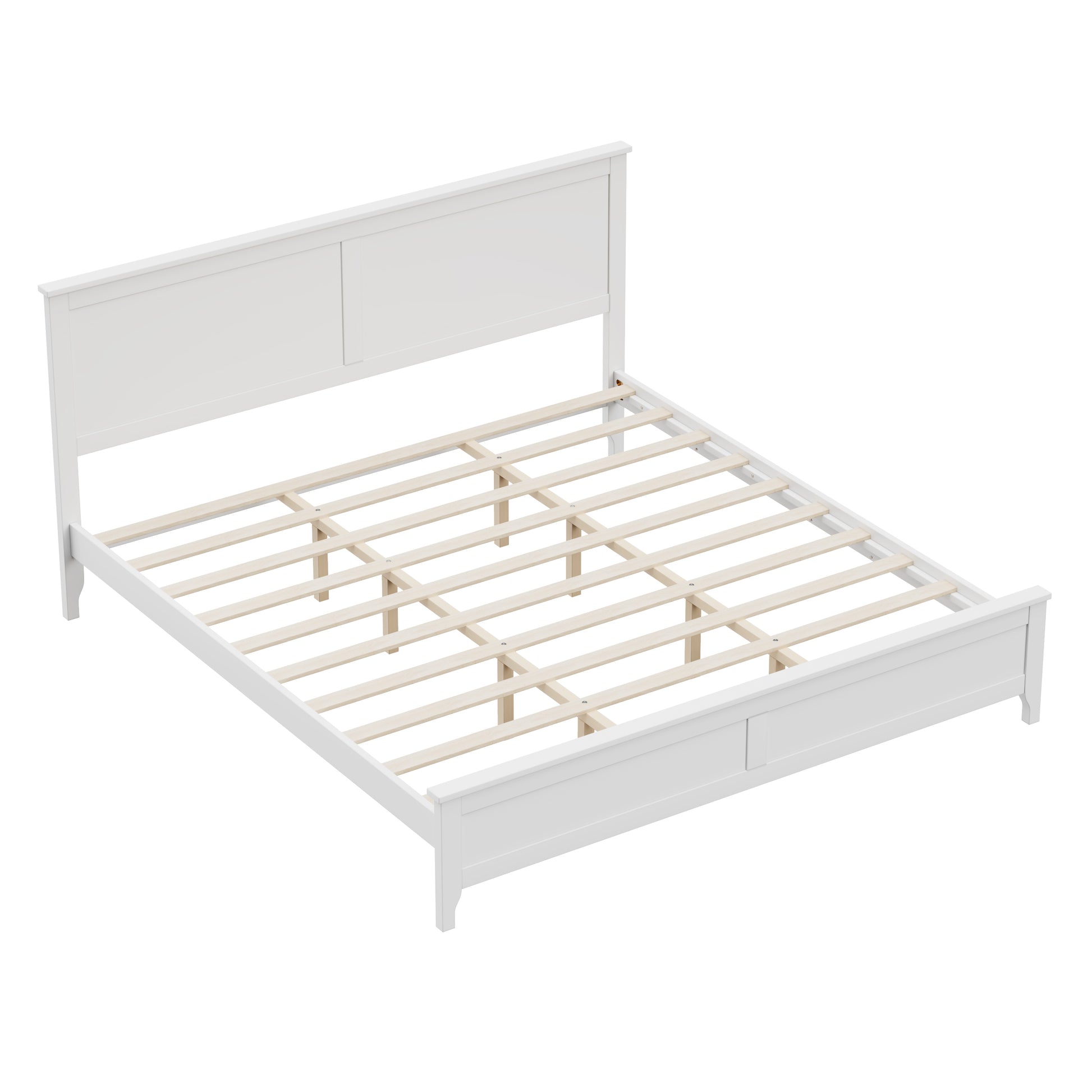 variant-group:rf-n701bs701p414277k|Roomfitters King Size Bed Frame with Paneled Headboard and Footboard, Traditional Wooden Platform Bed Frame, White