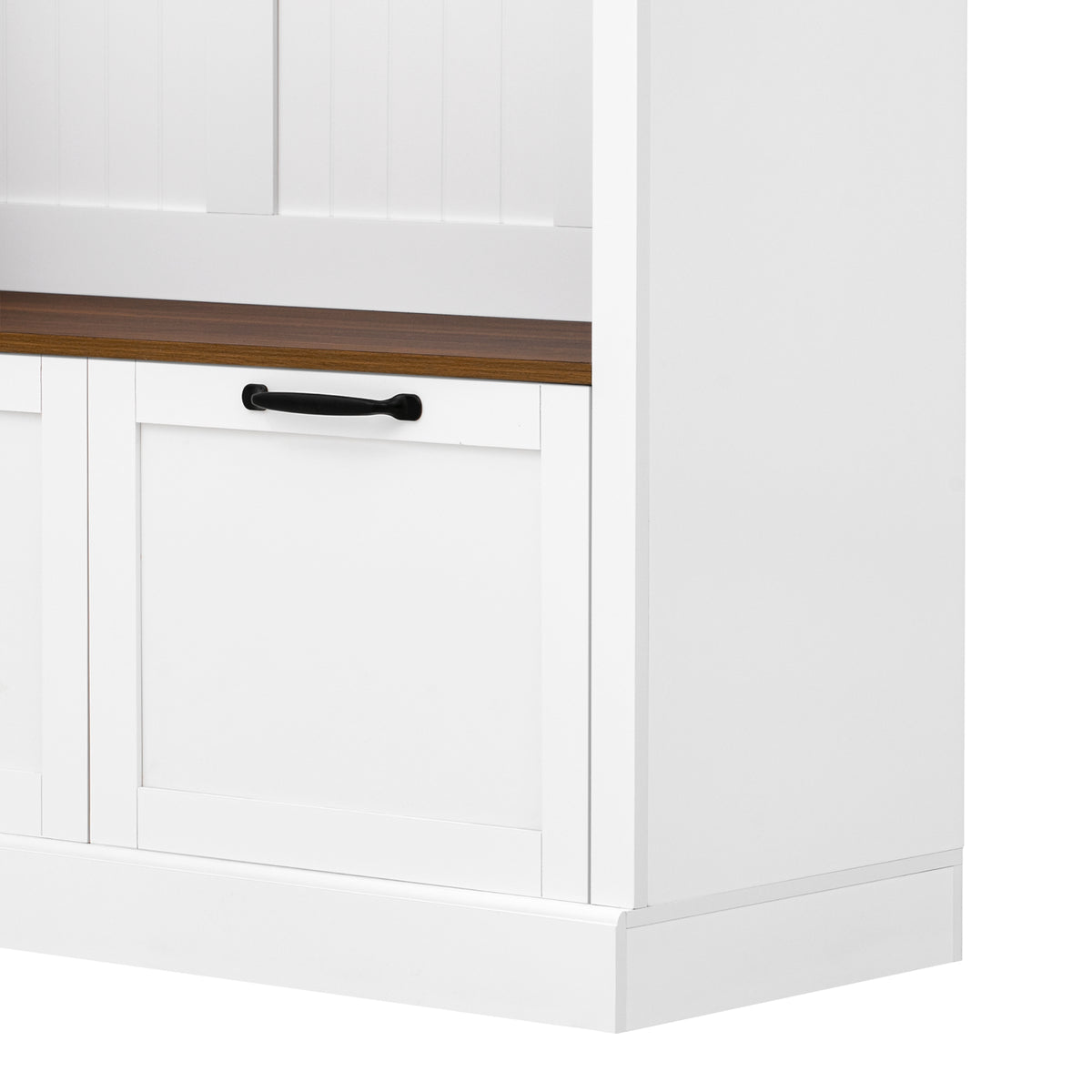 variant-group:rf-n724sj000160aak|Roomfitters 3-in-1 Entryway Hall Tree with Overhead Storage Cabinet, 2 Drawers, White