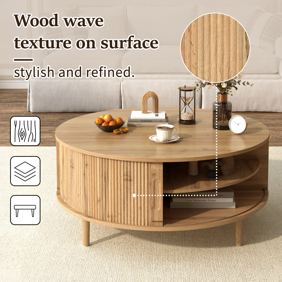 variant-group:rf-n724p416053d|Roomfitters Minimalist Round Lift-Top Coffee Table with Side Sliding Door, Acacia Wood