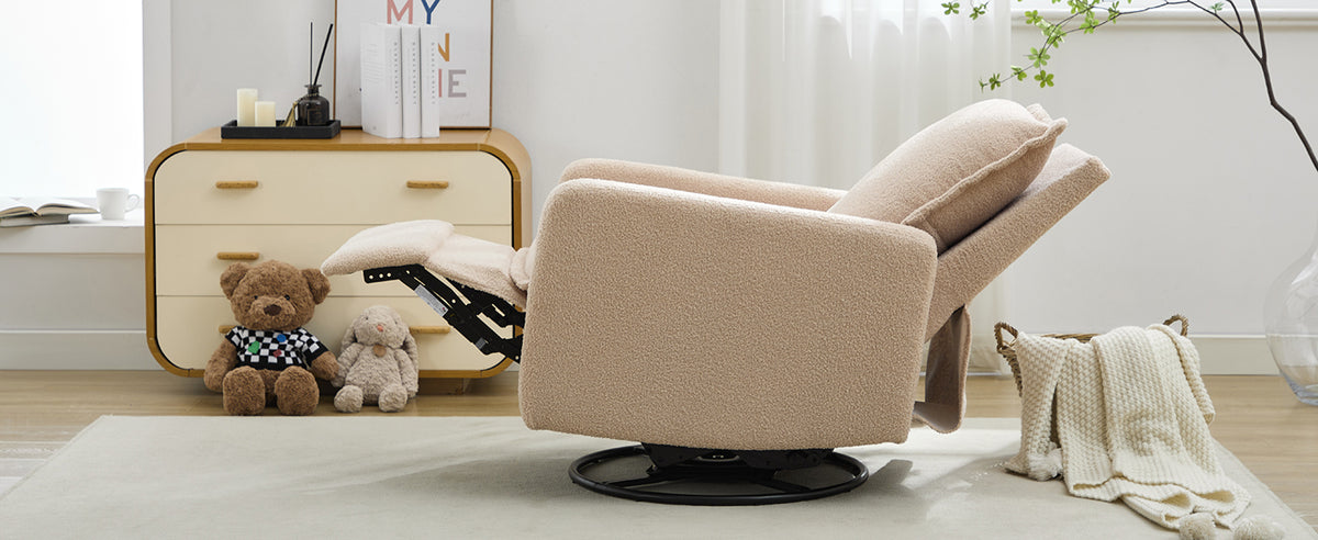 variant-group:rf-n701p348238o|Roomfitters Swivel Rocker Recliner Chair, Glider Rocking Armchair, Teddy Fleece Nursery Reclining Lounge Accent Chair, Oatmeal
