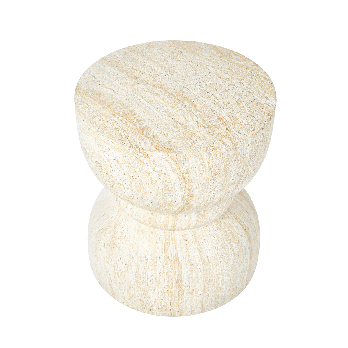 variant-group:rf-n711p422067m|Roomfitters Contemporary Yellow Travertine Concrete Side Table, Rounded Waist Outdoor End Table, MgO Stone Texture Stool