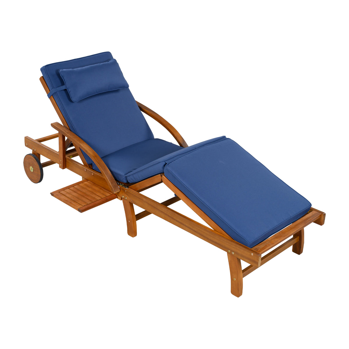 variant-group:rf-n711p415859c|Roomfitters Modern Resort Navy Blue Acacia Wood Outdoor Chaise Lounge Chair, Poolside Recliner, Retractable Tray