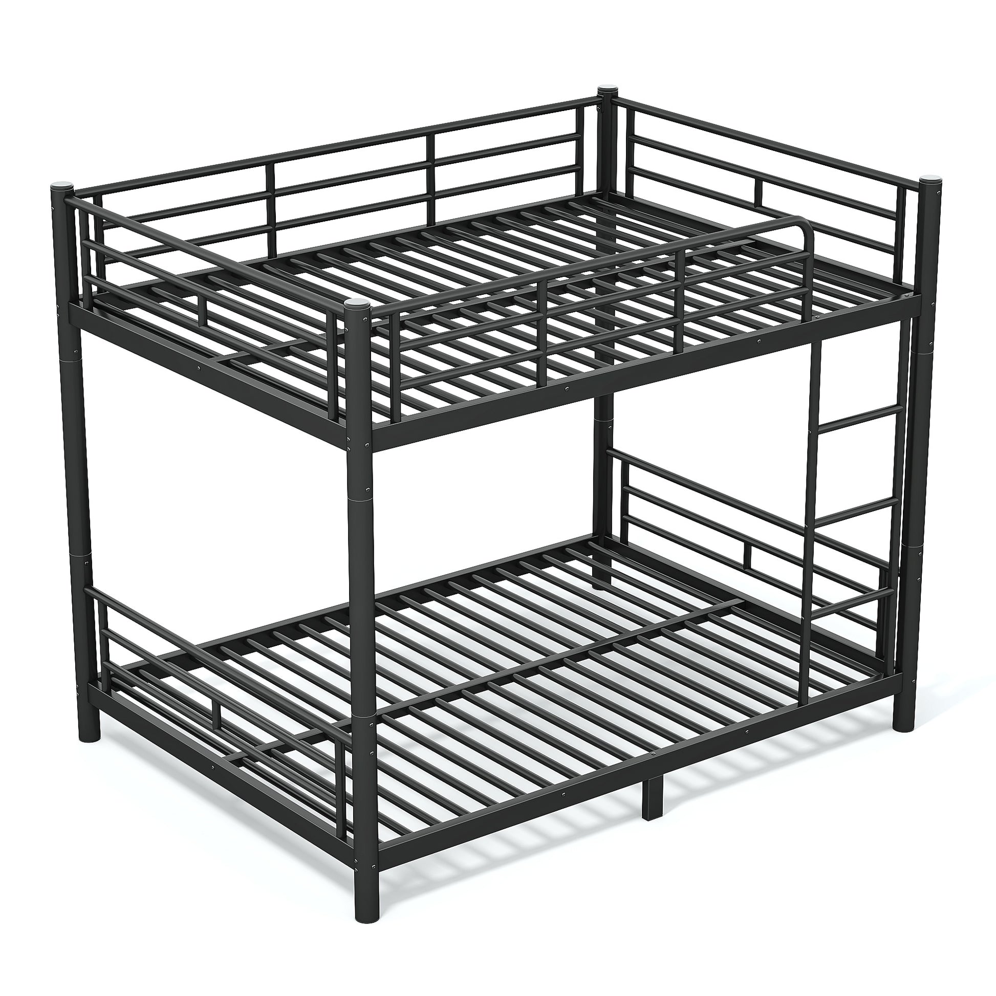 variant-group:rf-w1580p454730|Roomfitters Full over Full Metal Bunk Bed Frame for Teens Adults, Convertible 2 Separate Beds Round Tube, Black