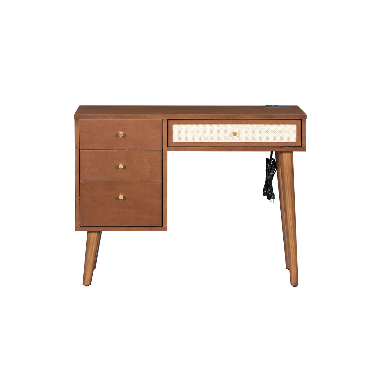 Roomfitters Wooden Nightstand with Two Storage Cabinets, End Table for Bedroom, White and Pink