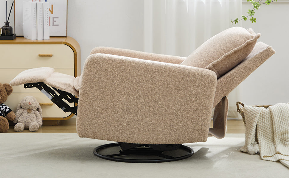 variant-group:rf-n701p348238o|Roomfitters Swivel Rocker Recliner Chair, Glider Rocking Armchair, Teddy Fleece Nursery Reclining Lounge Accent Chair, Oatmeal