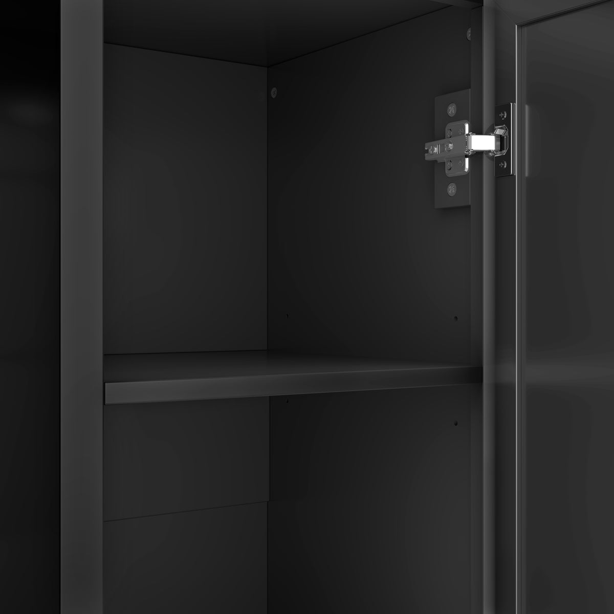 variant-group:rf-n724sj000140aab|Roomfitters 85.2" Hall Tree with Bench, 3 Hooks, 4 Doors, 1 Drawer and Adjustable Storage Shelves, Black
