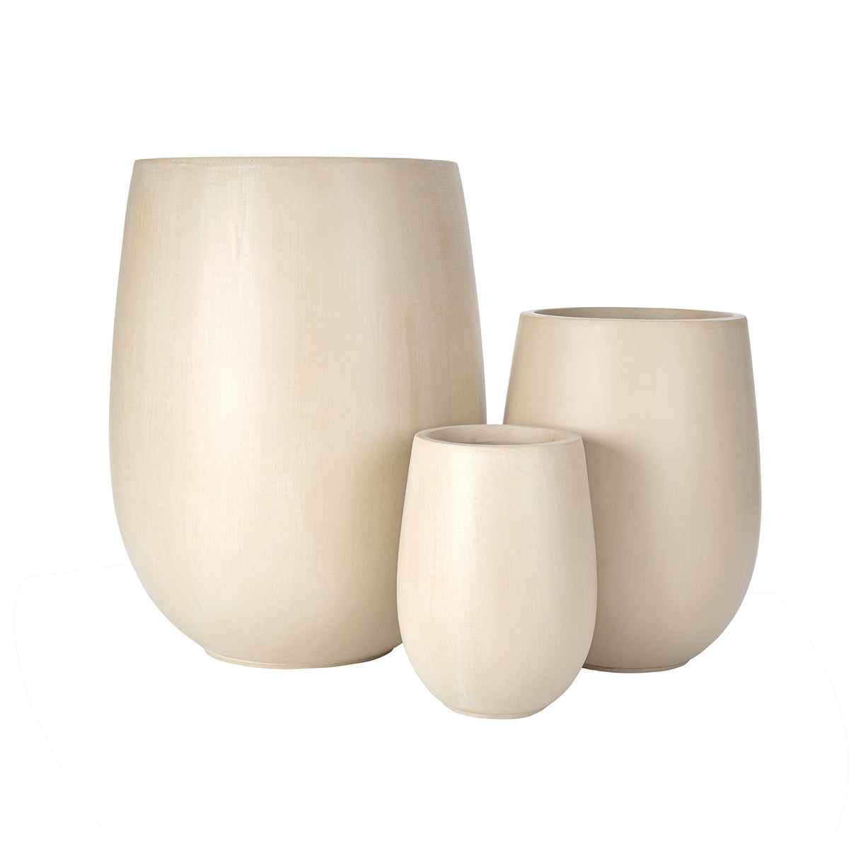 variant-group:rf-n711p406658a|Roomfitters Lightweight Round MGO Planter Set, 3-Piece Graduated Outdoor Flower Pots, Beige Weather-Resistant Urns