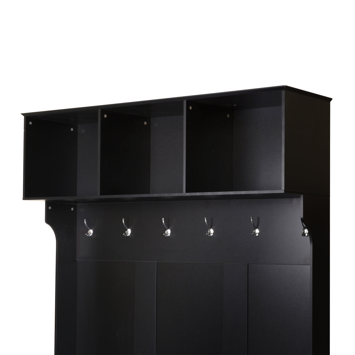 variant-group:rf-n724p264673b|Roomfitters 3-in-1 Hall Tree with 6 Hooks, Coat Rack and Entryway Bench, 57" Organizer with Drawer for Hallway or Living Room, Black