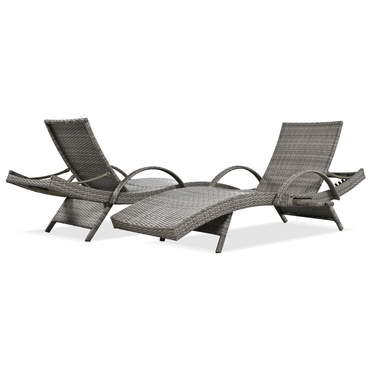 variant-group:rf-n707wf321204aae|Roomfitters 80" Outdoor Wicker Chaise Lounge Chairs, Set of 2, Reclining Patio Chairs with Pull-Out Table, Grey