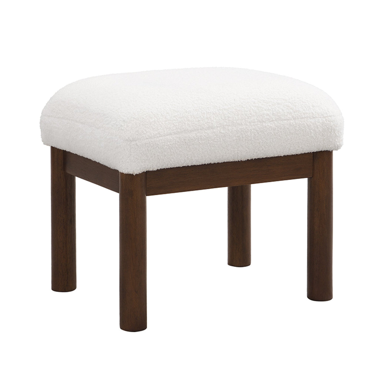 Roomfitters Mid-Century Accent Chair with Ottoman, Fabric Upholstered Armchair and Footrest Set with Wood Frame, White Roomfitters