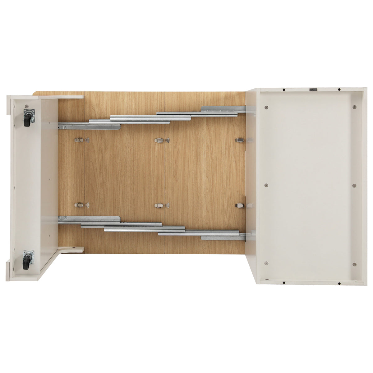 variant-group:rf-n707s000017w|Roomfitters 59.5" Kitchen Island with 41.8" Extendable Dining Table, Double-Sided Storage, Power Outlet, 2 Drawers, White