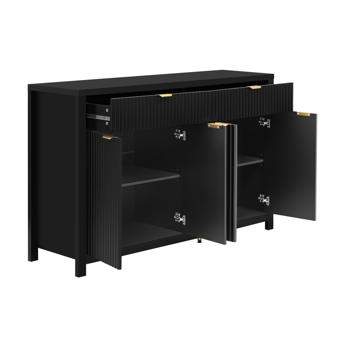 variant-group:rf-n711p269068b|Roomfitters Modern Sideboard Cabinet, Wave Pattern Storage Buffet with Adjustable Shelves, Accent Console, Black