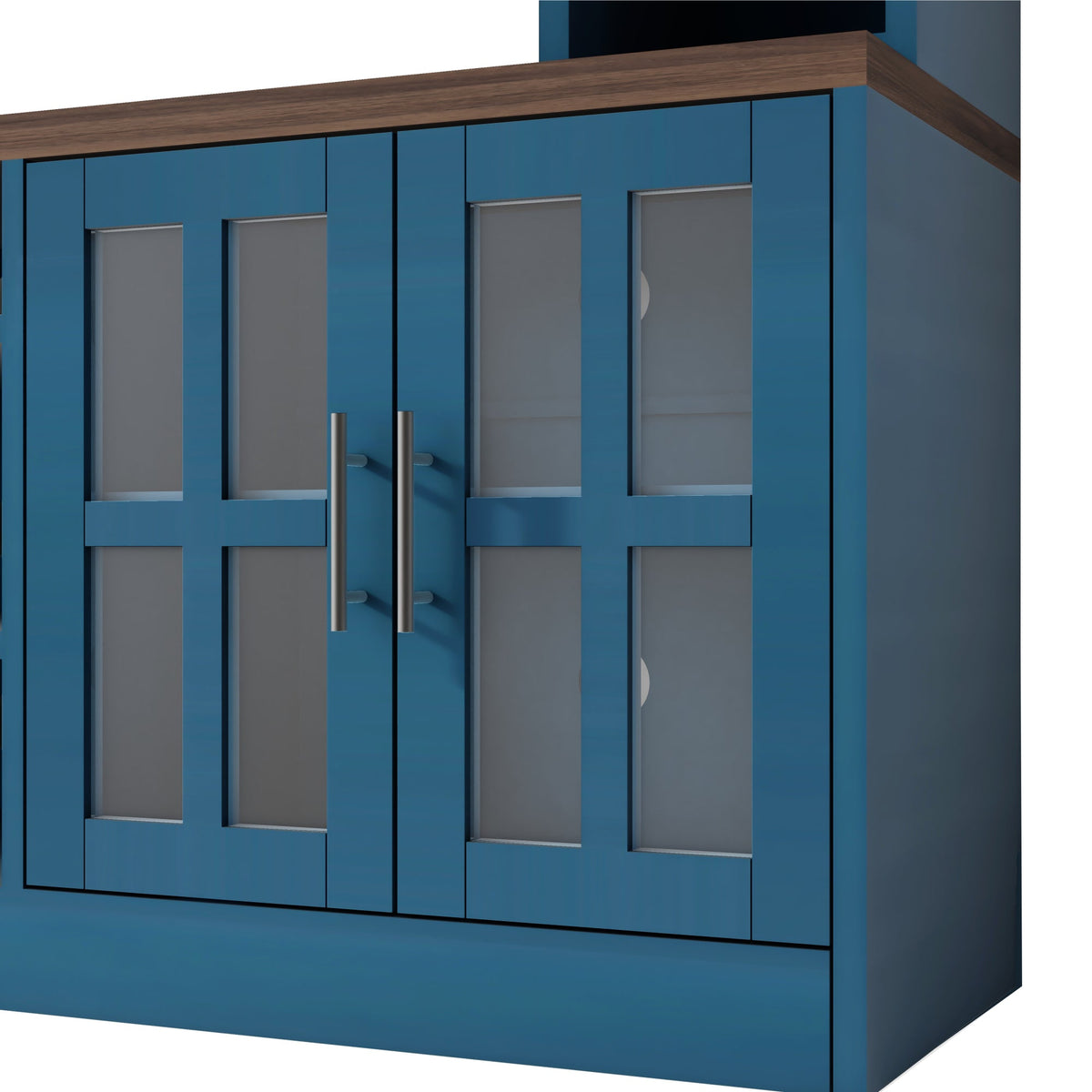 Roomfitters 95.5"W Large Wall Unit Entertainment Center, 39" LED Fireplace, Navy Blue Roomfitters