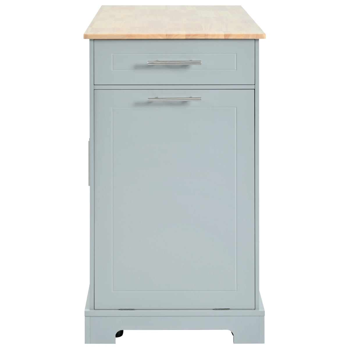 variant-group:rf-n707p221571g|Roomfitters Fluted Kitchen Island with Trash Can Cabinet, Power Outlet, Storage Rack, Rolling Cart with Open Side Racks, Grey Blue