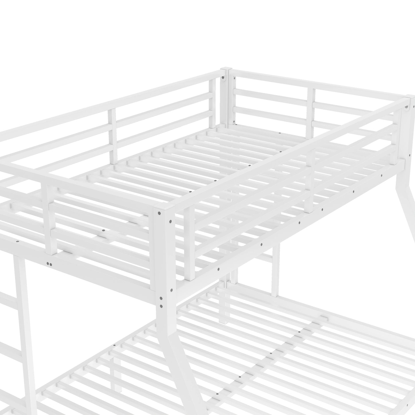 variant-group:rf-w1580p336604|Roomfitters Metal Twin Over Full Bunk Bed Frame with Ladder & Safety Rail, Heavy-Duty Space-Saving Design, White