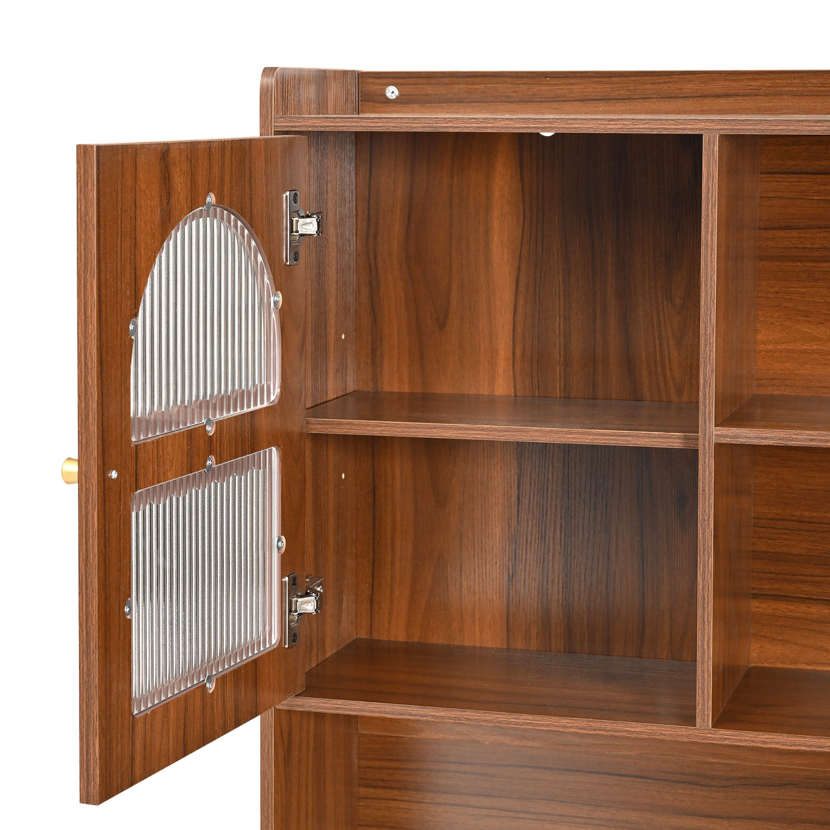 variant-group:rf-n733s363716d|Roomfitters Rotating L-Shaped Computer Desk with Shelves and Storage, 90° Swivel Office Writing Desk, Walnut
