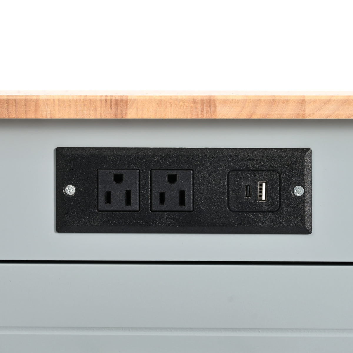 variant-group:rf-n707s221571g|Roomfitters Kitchen Island with Tilt Out Trash Can and Power Outlet, Fluted Storage Cabinet on Wheels, Grey+Blue