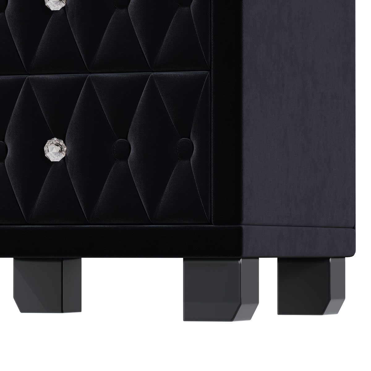 variant-group:rf-n733p210398b|Roomfitters Velvet Nightstand with Crystal Handles, Button-Tufted Upholstered Bedside Table with Two Storage Compartments, Black