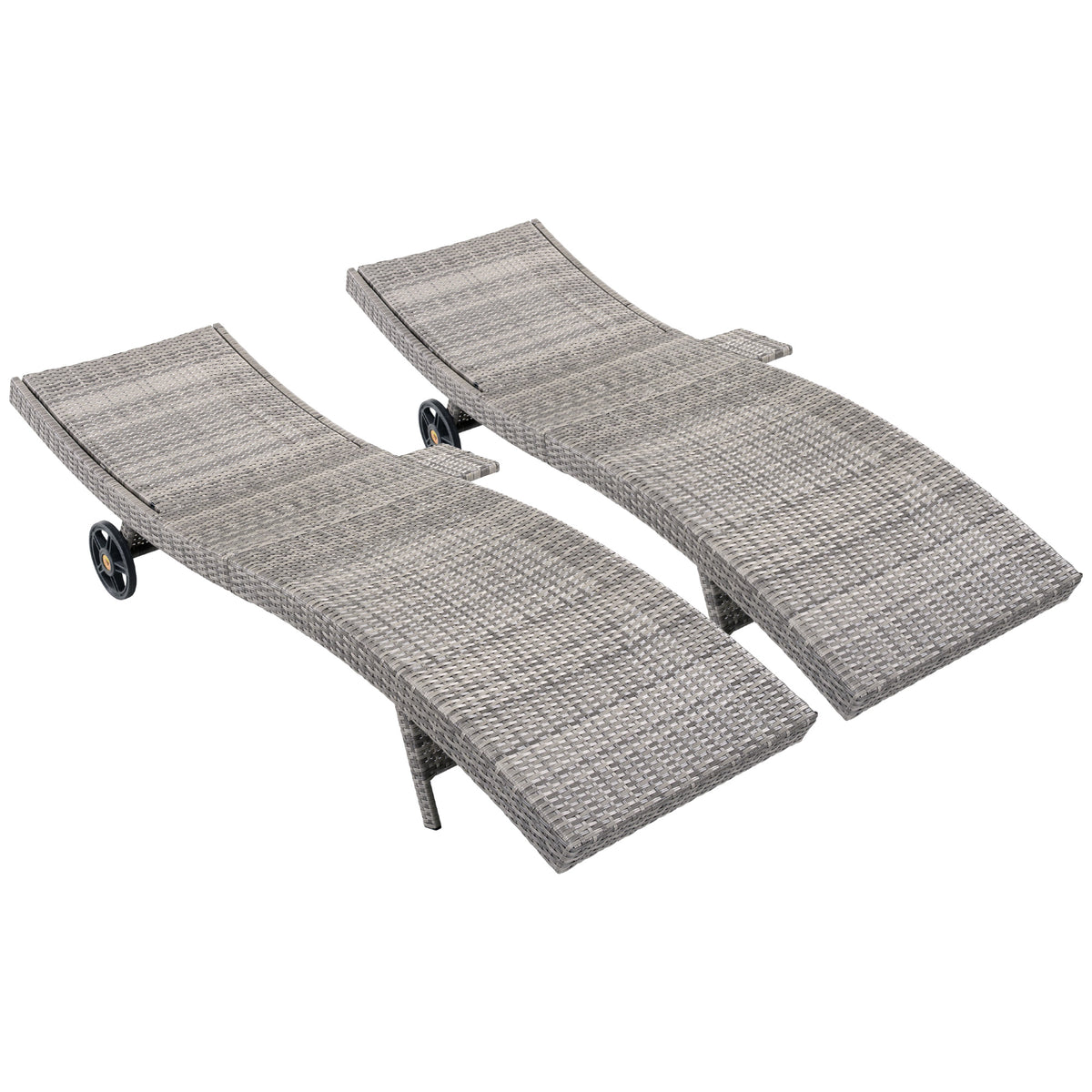 variant-group:rf-n707p395515e|Roomfitters 80"W Patio Chaise Lounge Chairs Set of 2 with Wheels, Folding Table, Adjustable Rattan Loungers, Grey