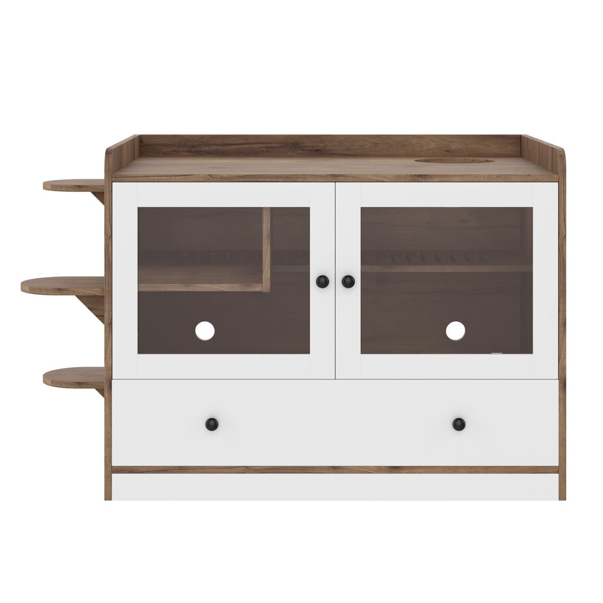 Roomfitters Luxury Cat Litter Box Enclosure Furniture Side Table Cabinet with Deep Cleaning Drawer White Brown Roomfitters