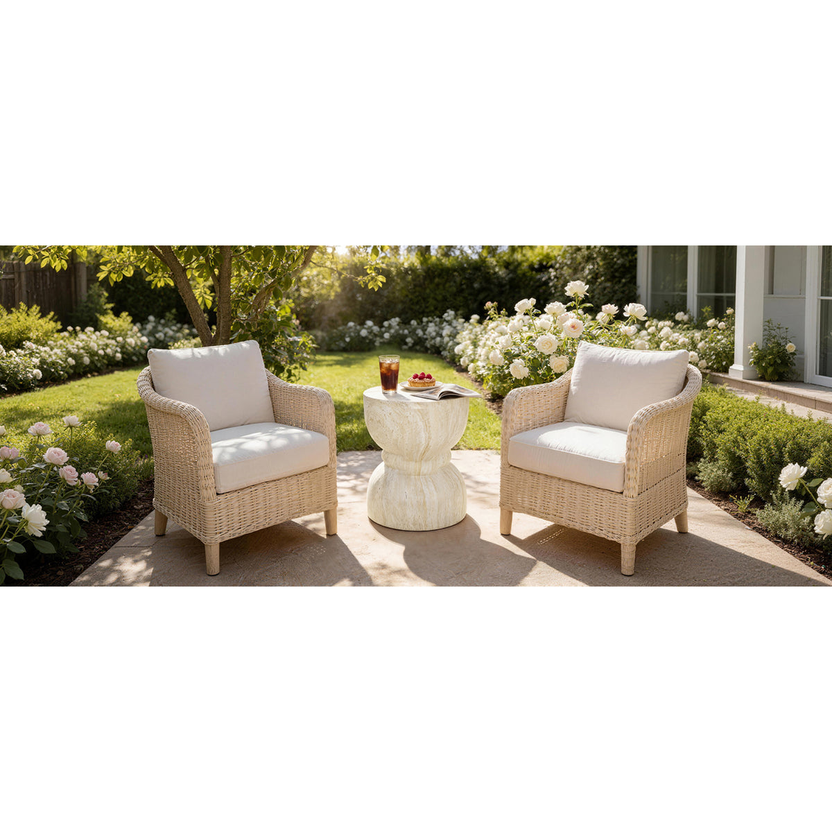 variant-group:rf-n711p422067m|Roomfitters Contemporary Yellow Travertine Concrete Side Table, Rounded Waist Outdoor End Table, MgO Stone Texture Stool