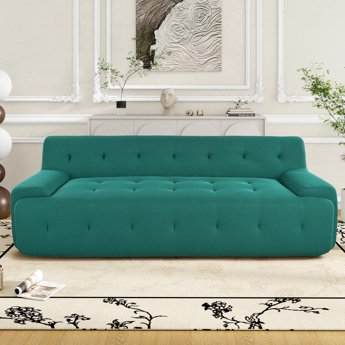 variant-group:rf-n711p206619c|Roomfitters 86.2" Modern Tufted Upholstered Sofa, 3-Seater Compression Couch for Living Room, Green