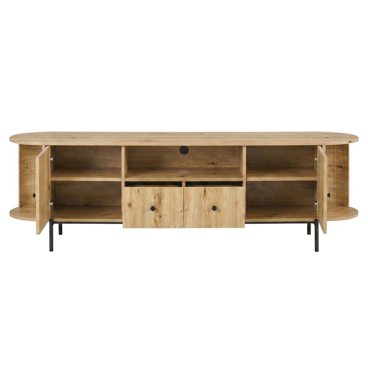 variant-group:rf-n724p437189d|Roomfitters American Style TV Stand with Rattan Arched Doors, Steel Legs, Burly Wood