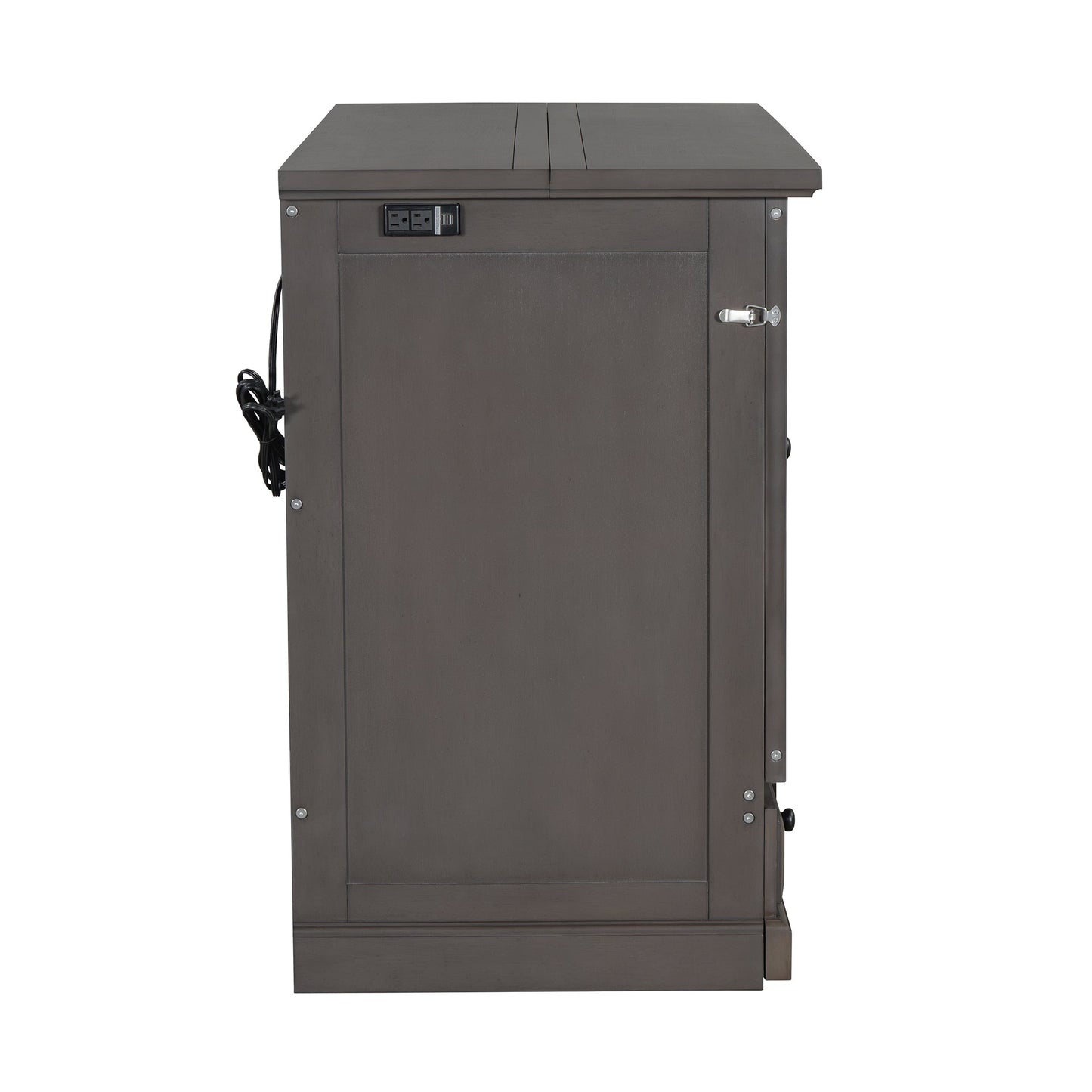 Roomfitters Full Size Solid Wood Murphy Bed Chest Cabinet, Farmhouse Wall Bed Charging Station Storage Drawer, Grey Roomfitters