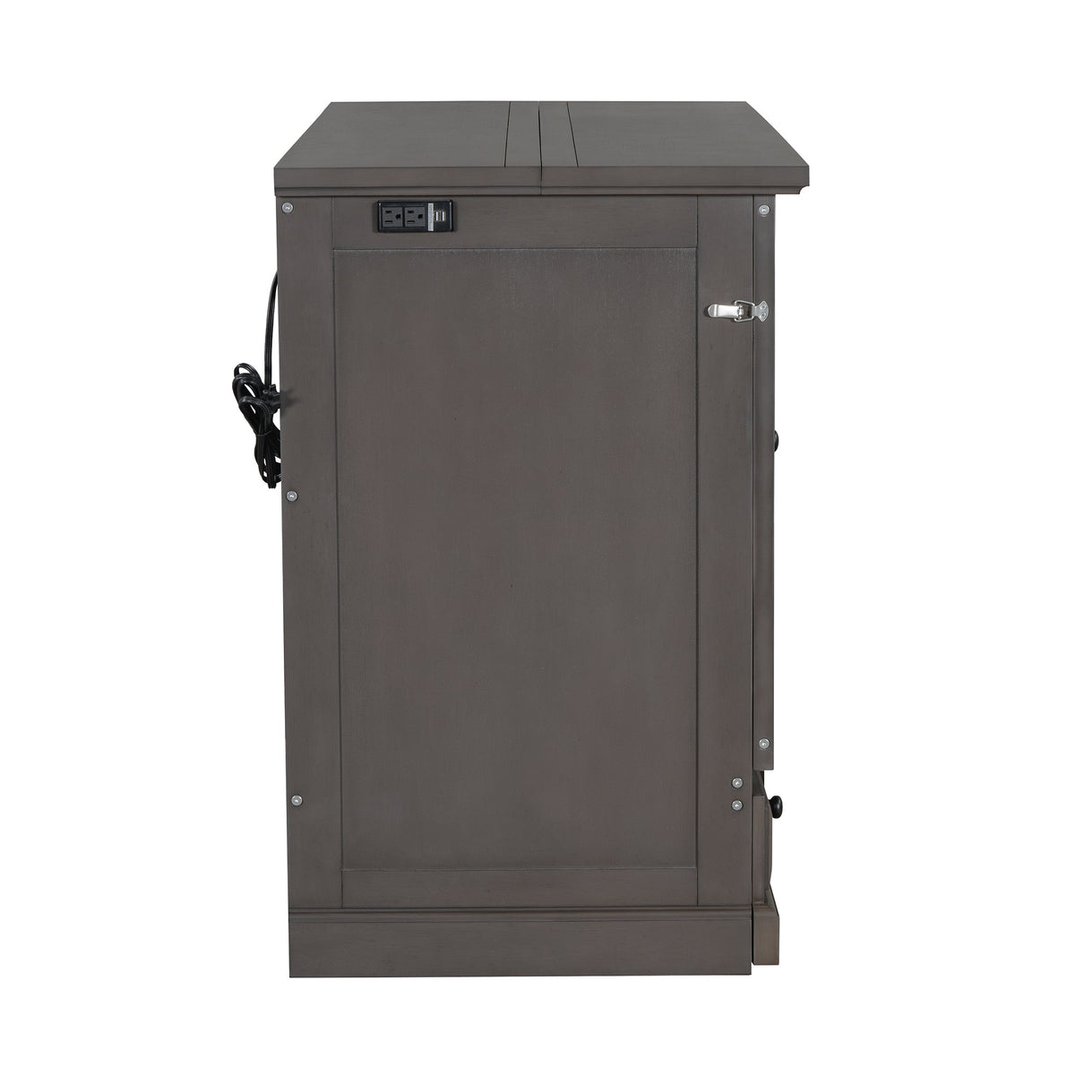 Roomfitters Full Size Solid Wood Murphy Bed Chest Cabinet, Farmhouse Wall Bed Charging Station Storage Drawer, Grey Roomfitters