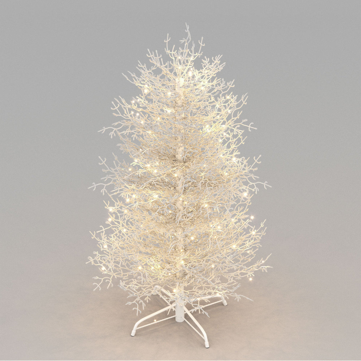 Roomfitters Pre-Lit Aspen Fir Christmas Tree 4FT, Hinged Snow-Flocked Artificial Holiday Tree with Warm Lights, 280 Tips, White Roomfitters