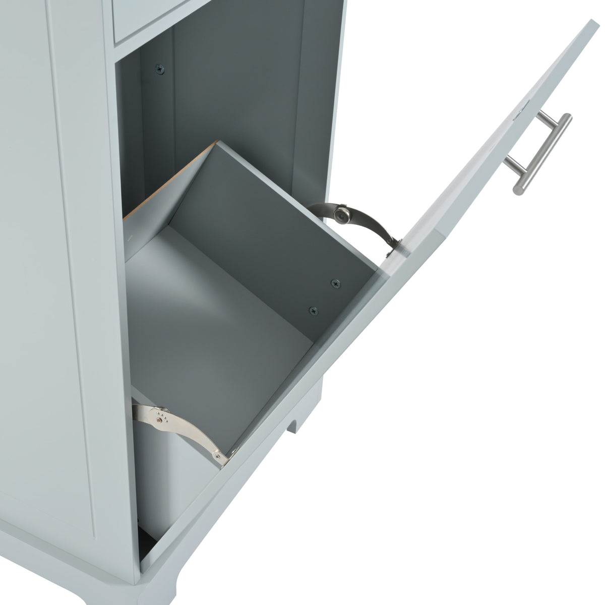 variant-group:rf-n707s221571g|Roomfitters Kitchen Island with Tilt Out Trash Can and Power Outlet, Fluted Storage Cabinet on Wheels, Grey+Blue