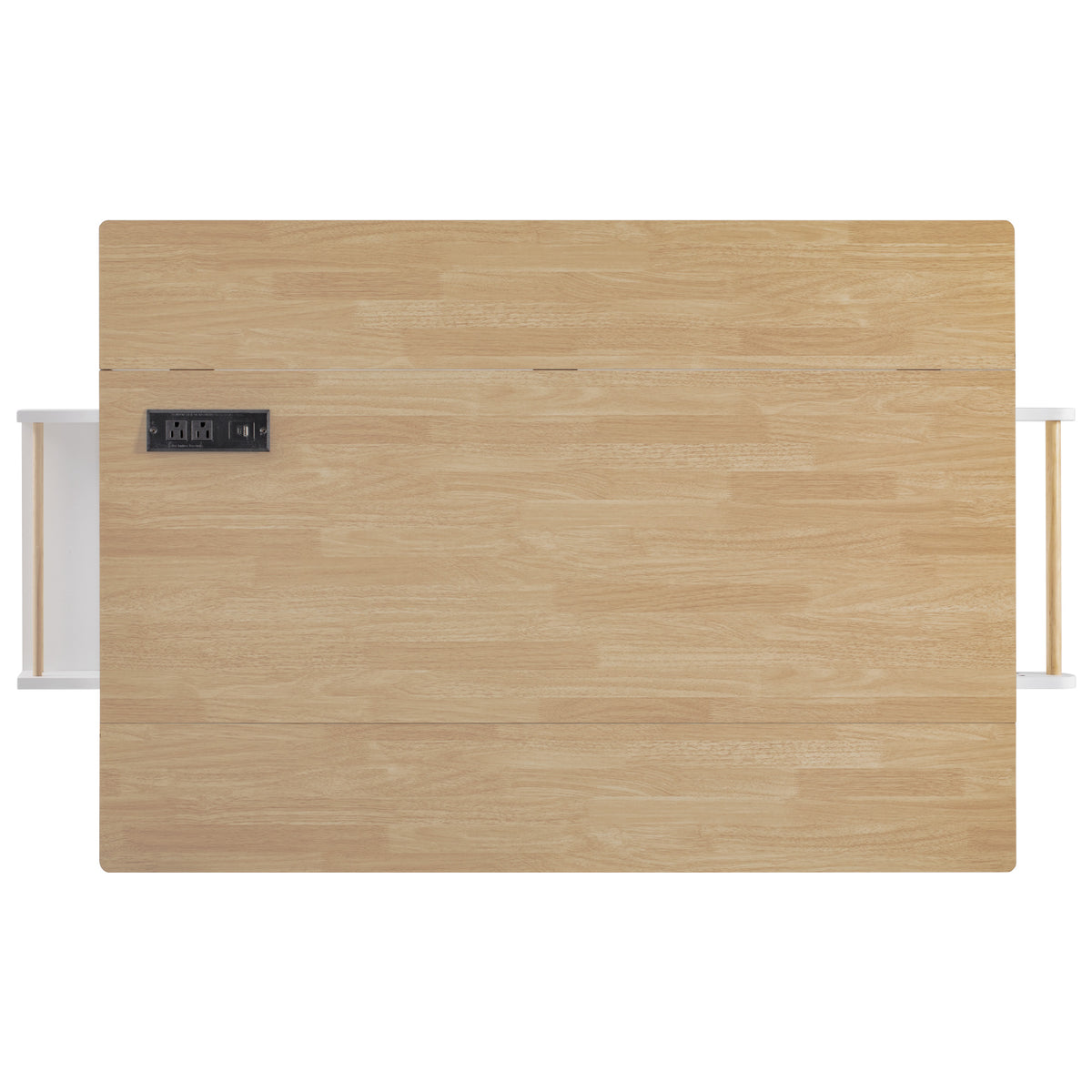 variant-group:rf-n707p353934w|Roomfitters 55.5" Fluted Kitchen Island with Double Drop Leaf, White Storage Cart with Power Outlet & Wood-grain Top