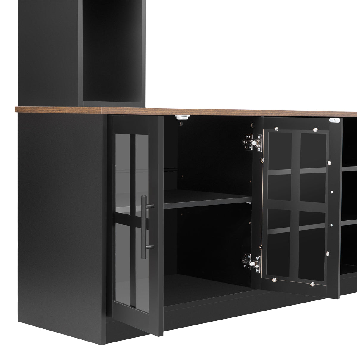 variant-group:rf-n724sj000161aab|Roomfitters 102"W Wall Unit Modern Entertainment Center, 18 Open Storage Shelves, Black