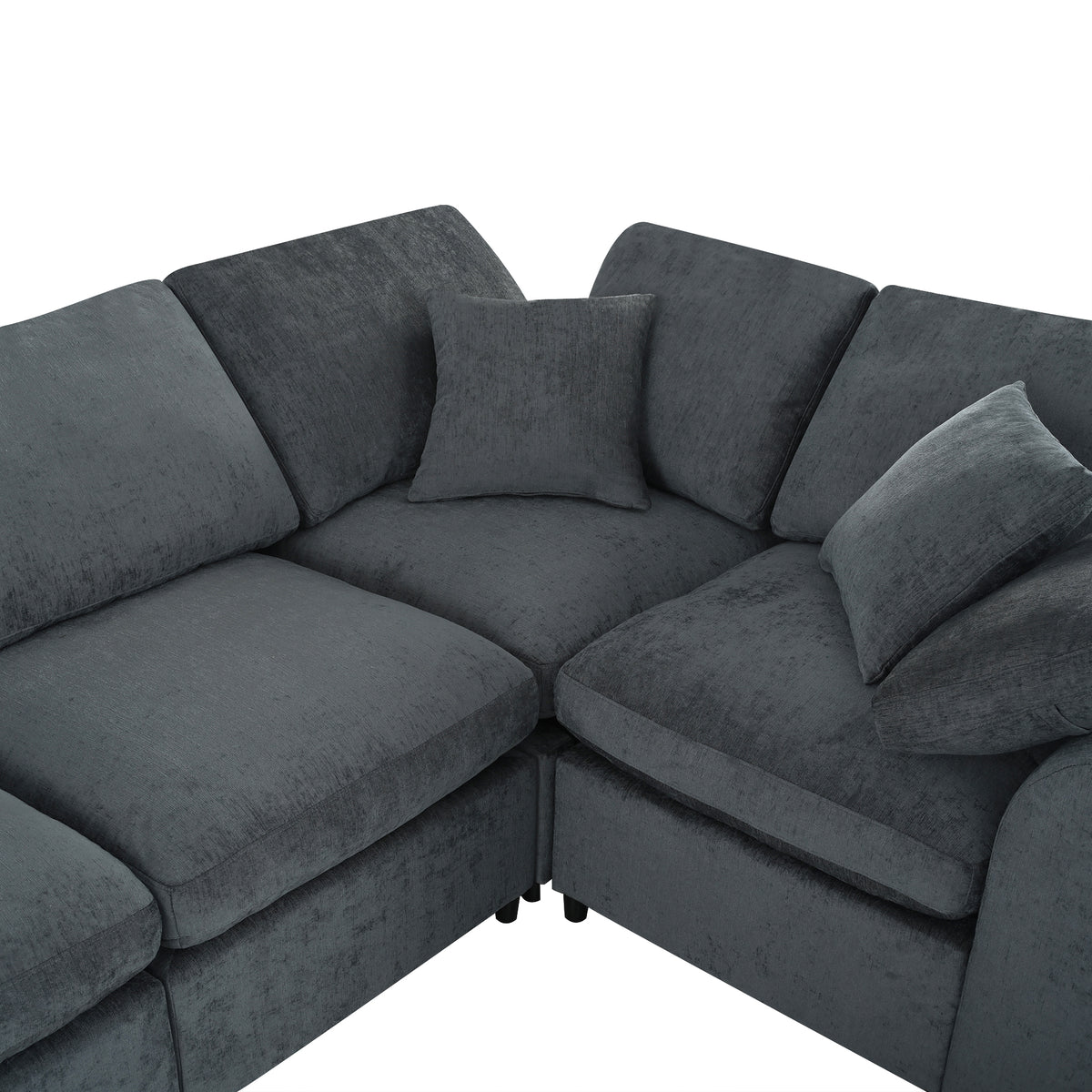 variant-group:rf-n711wy000453aae|Roomfitters 7-Seater Modular Sectional Sofa with Ottoman, Extra Large L-Shape Chenille Upholstered Couch, Gray