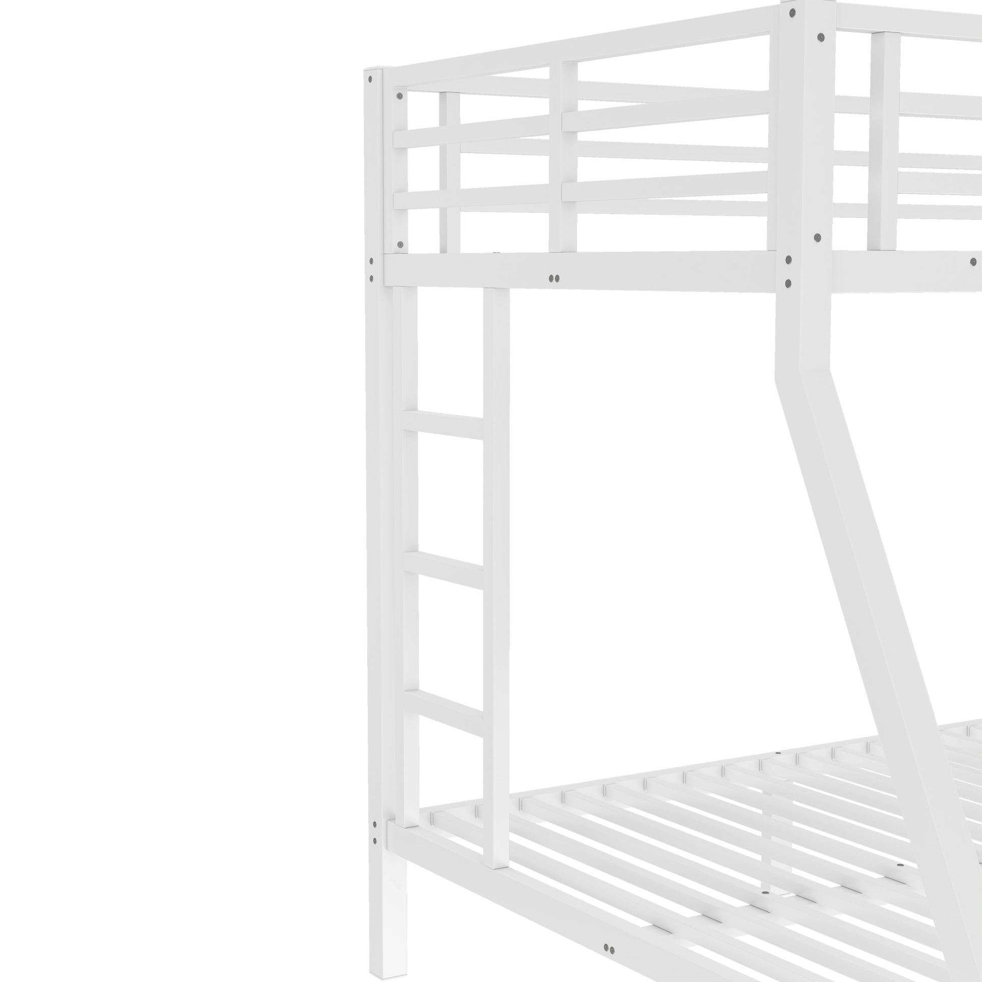 variant-group:rf-w1580p336604|Roomfitters Metal Twin Over Full Bunk Bed Frame with Ladder & Safety Rail, Heavy-Duty Space-Saving Design, White