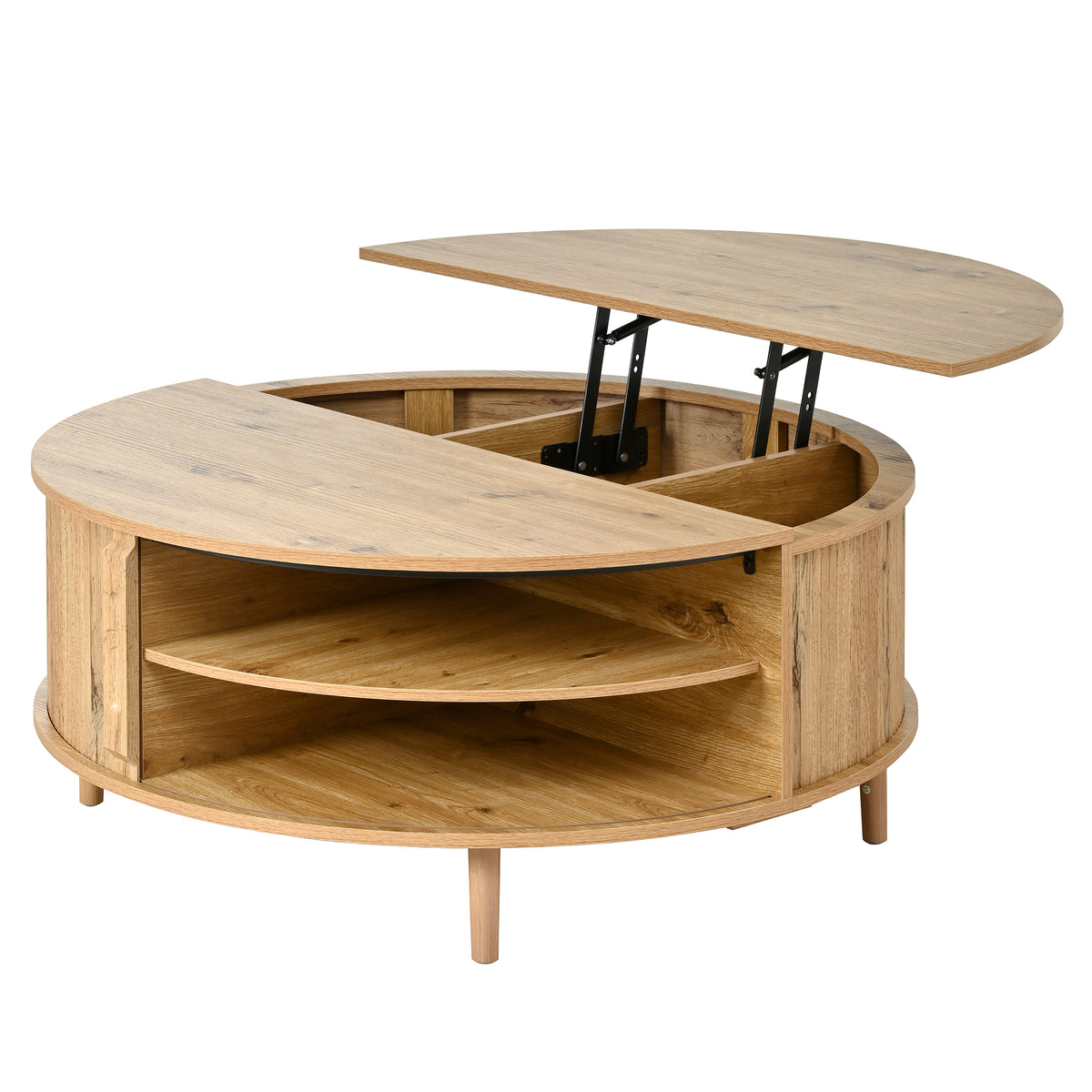 variant-group:rf-n724p416053d|Roomfitters Minimalist Round Lift-Top Coffee Table with Side Sliding Door, Acacia Wood