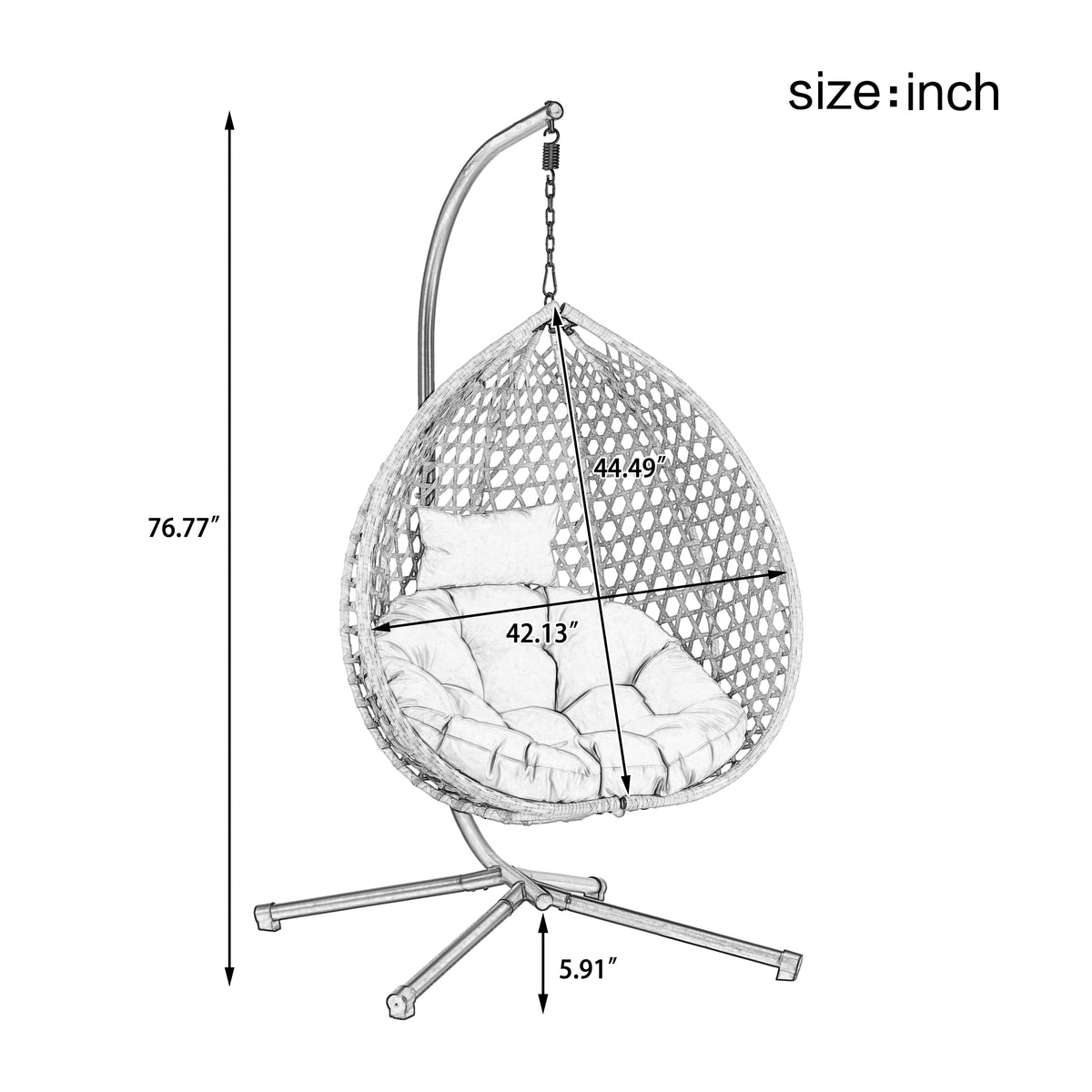variant-group:rf-n711p255131k|Roomfitters Versatile Hanging Egg Chair for Indoor and Outdoor Use, Gray+Beige