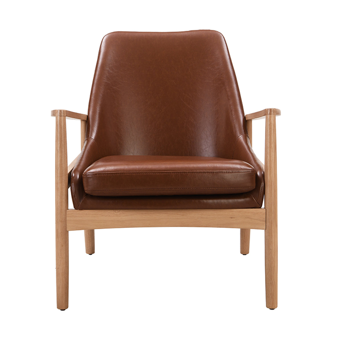 variant-group:rf-n724sj000145aad|Roomfitters PU Leather Mid-Century Accent Chairs with Solid Wood Frame and High Backrest, Set of 2, Brown