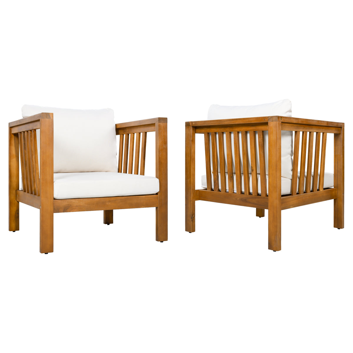 variant-group:rf-n704p448453a|Roomfitters Set of 2 Outdoor Acacia Wood Club Chairs with Modern Square Arms 2-Piece Patio Conversation Set Beige