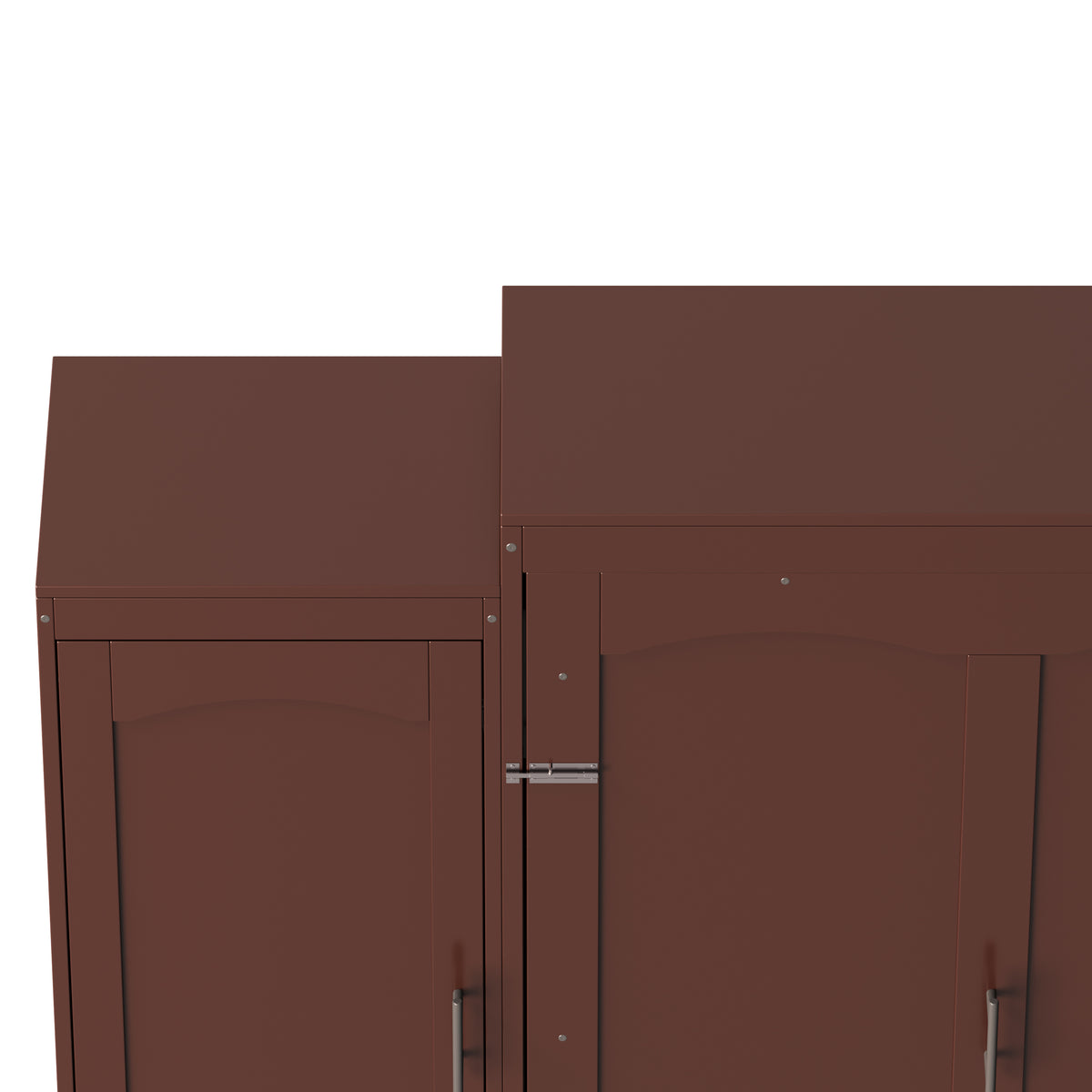 variant-group:rf-n733s235596d|Roomfitters Full Murphy Wall Bed with Two Wardrobes and Storage Shelf, Foldable Platform Bed Frame for Guest Room, Walnut