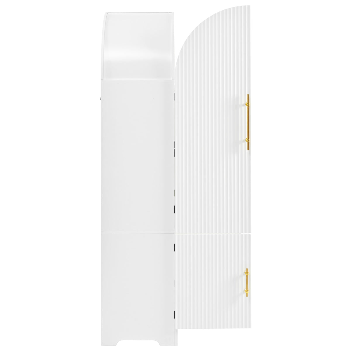 variant-group:rf-n707s000020w|Roomfitters 72" Tall Arched Kitchen Pantry Cabinet with Fluted Doors & Hidden Drawer, White
