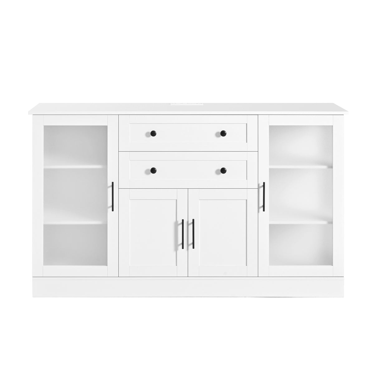 variant-group:rf-n711p437648k|Roomfitters Contemporary White Melamine MDF Buffet Sideboard Storage Cabinet Acrylic Doors Dining Room Kitchen Console