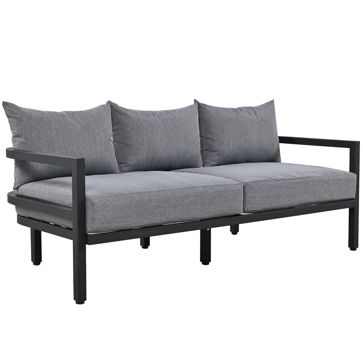 variant-group:rf-n711wy000470aae|Roomfitters 4-Piece Outdoor Steel Sofa Set with Coffee Table, 3-Seater Couch and 2 Armchairs for Patio Garden, Gray