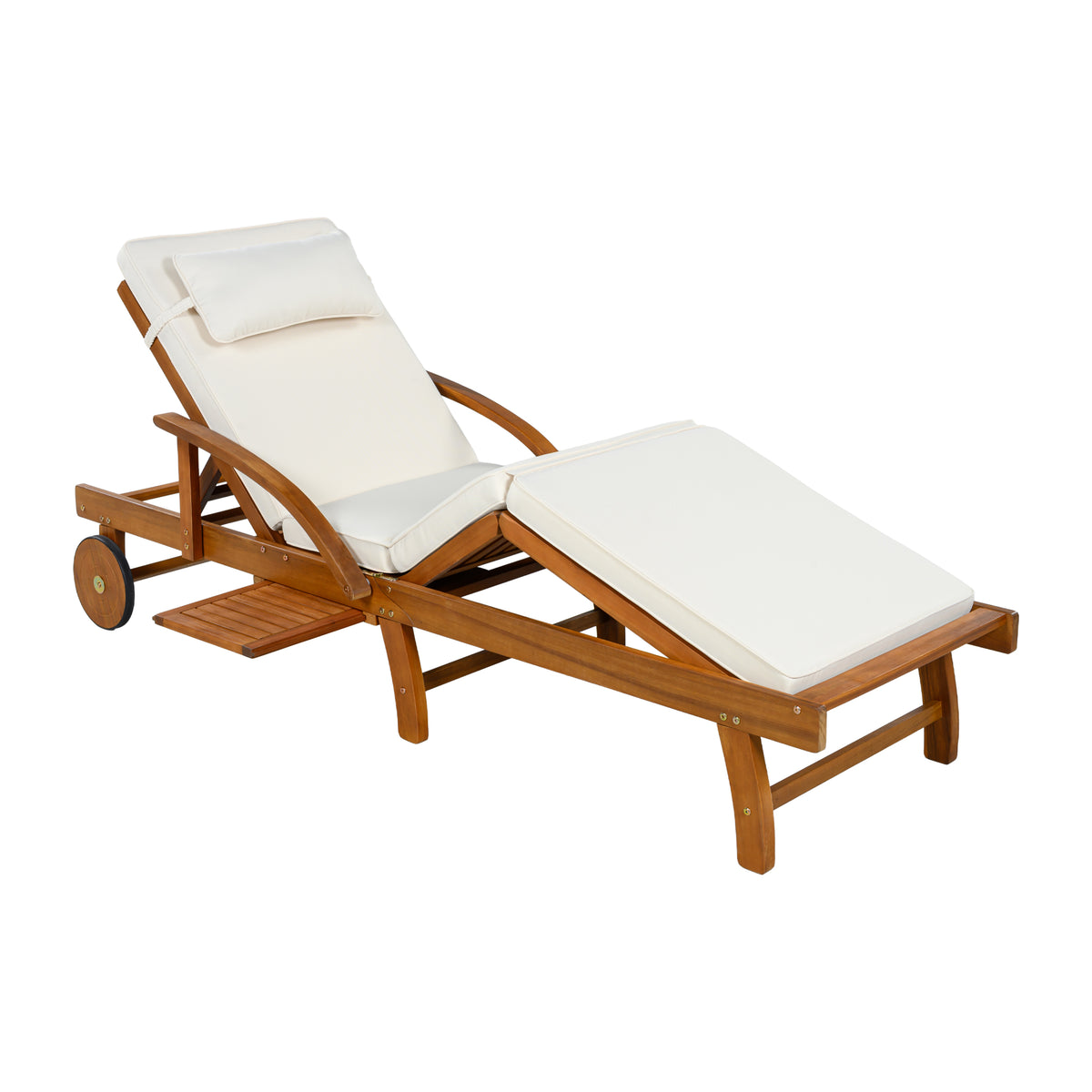variant-group:rf-n711p415859a|Roomfitters Modern Coastal Beige Acacia Wood Outdoor Chaise Lounge Chair, Poolside Recliner, Retractable Side Tray