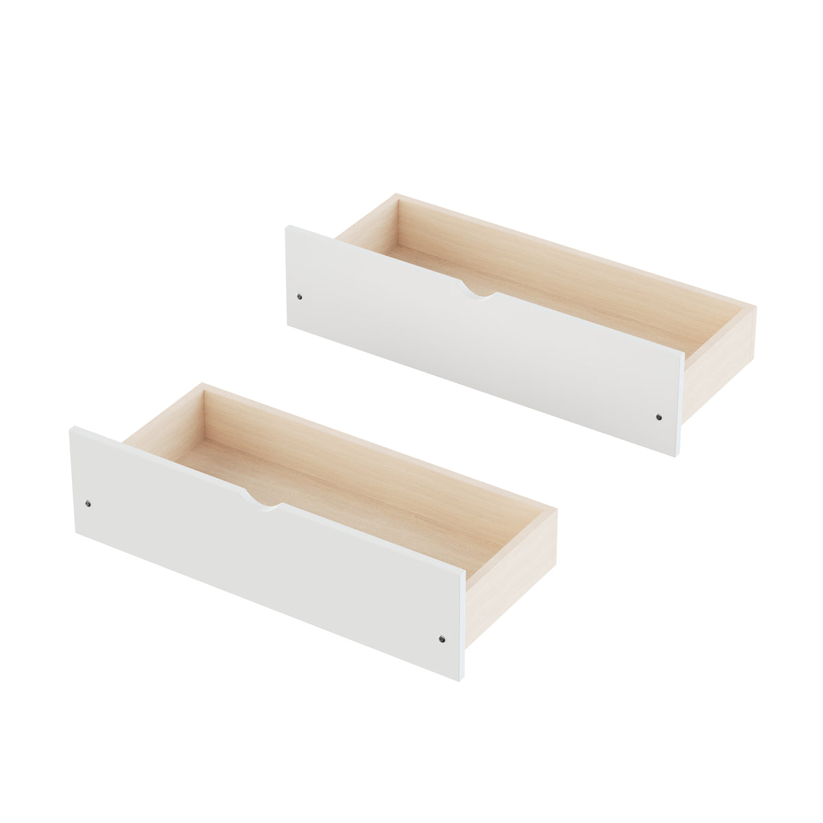 variant-group:rf-n733s369272k|Roomfitters Twin L-Shaped Daybed for 2 with 3 Storage Drawers, Wooden Corner Bed Frame with Bookshelf for Bedroom, White