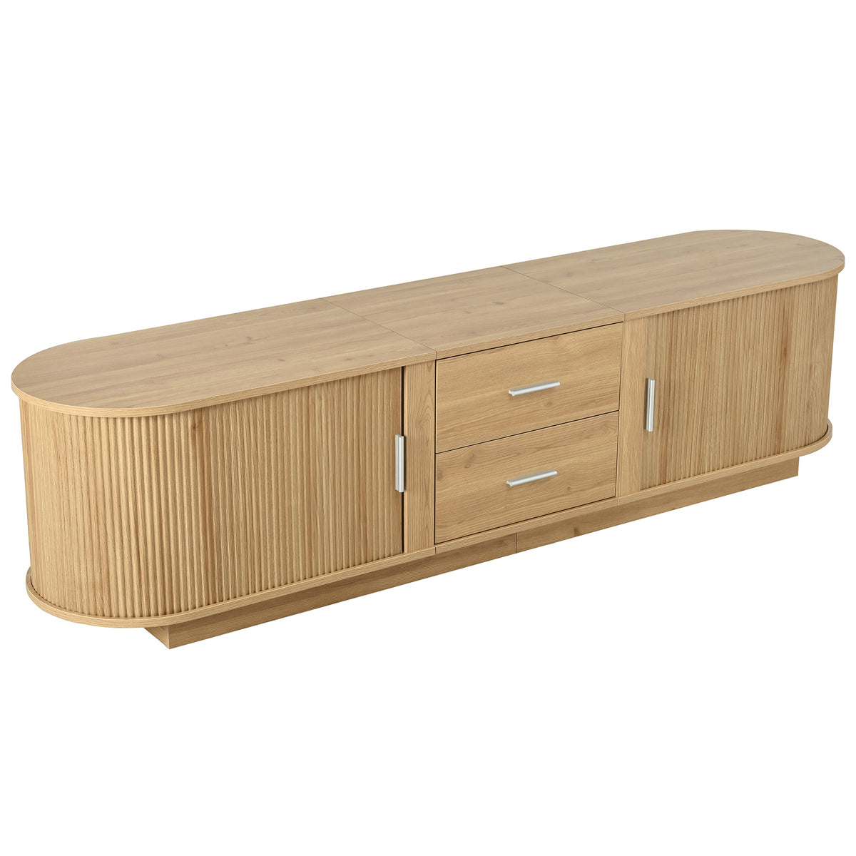 variant-group:rf-n724p420639w|Roomfitters Modern Entertainment Center Console Table with 2 Central Drawers, Acacia Wood
