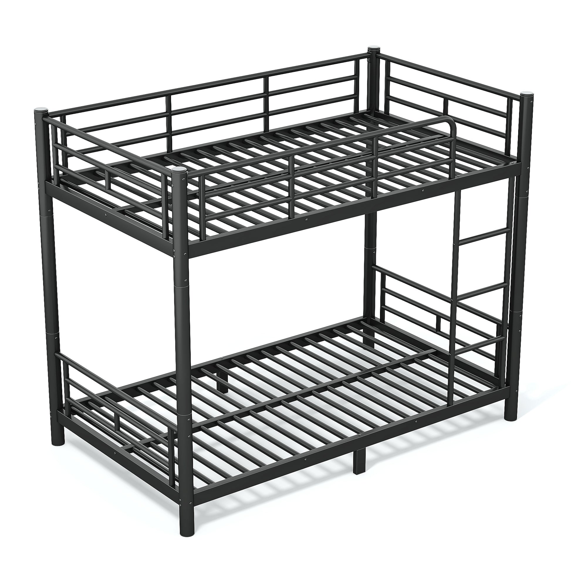 variant-group:rf-w1580p454721|Roomfitters Twin XL over Twin XL Metal Bunk Bed Frame for Teens Adults, Convertible 2 Separate Beds Round Tube, Black
