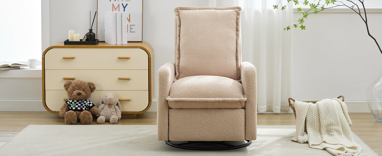 variant-group:rf-n701p348238o|Roomfitters Swivel Rocker Recliner Chair, Glider Rocking Armchair, Teddy Fleece Nursery Reclining Lounge Accent Chair, Oatmeal
