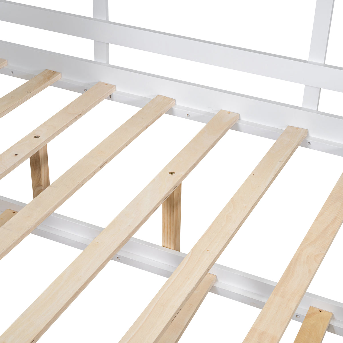 variant-group:rf-n733s316125k|Roomfitters Wooden Full Size House Bed with Trundle and Storage Shelf, White