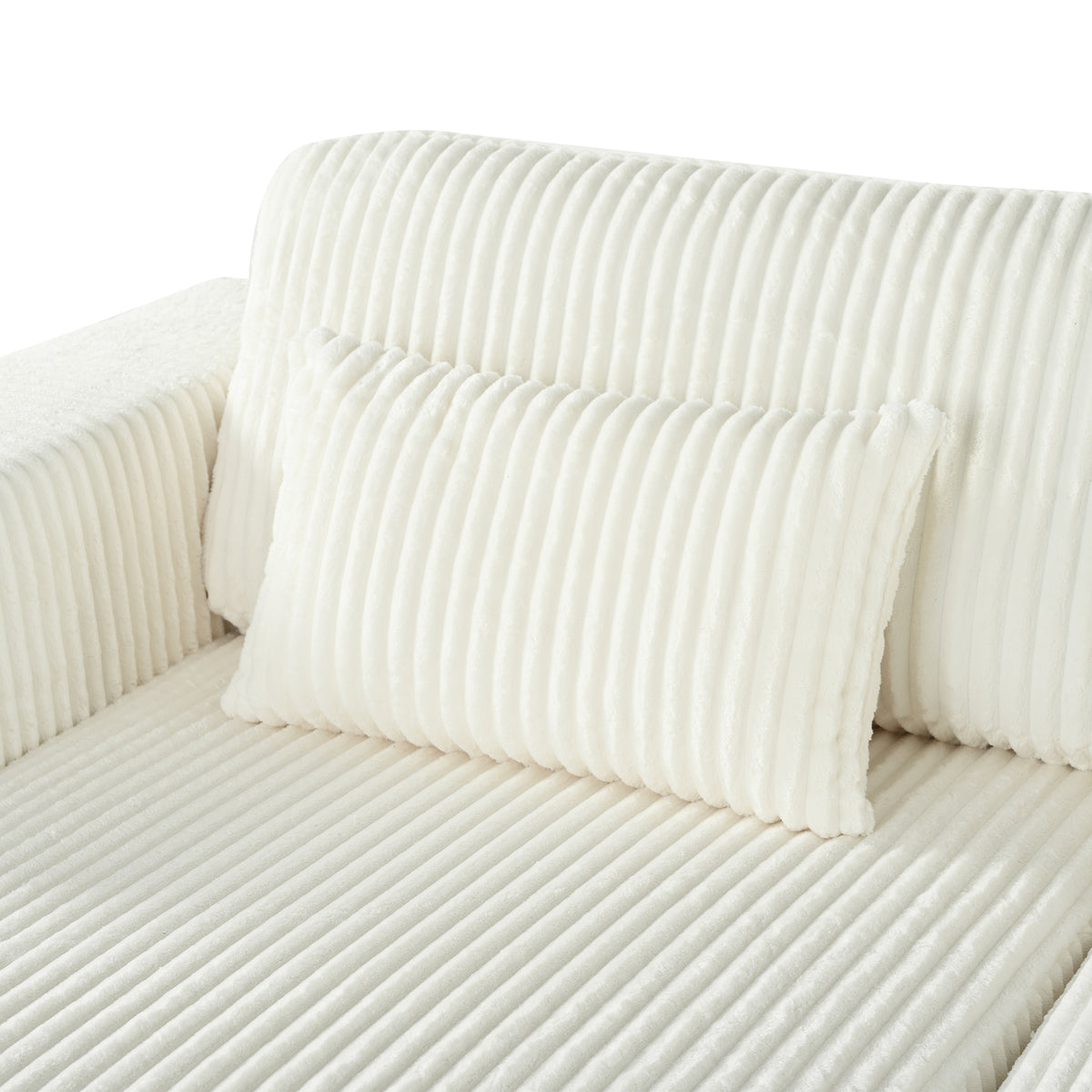 variant-group:rf-n711wy000449aak|Roomfitters Corduroy Double Sofa Bed with Pillows, Modern Convertible Couch for Living Room, Apartment, White